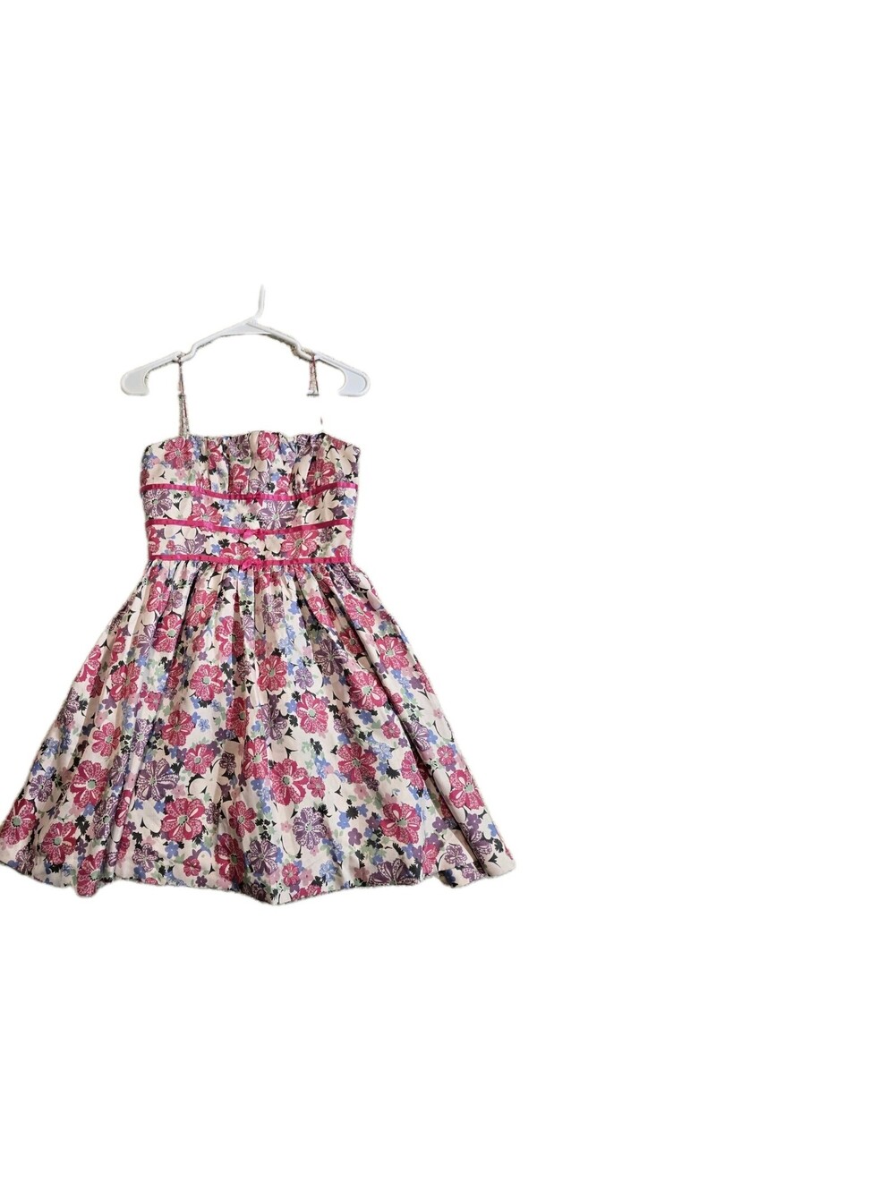 Barbi Japan Pink Floral Dress Lined Satin Biws And Ribbons Sz S Mini Coquette